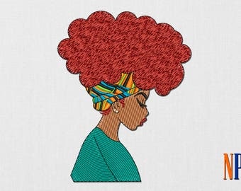 African Girl machine embroidery design. Afro hair. Afro hairstyle. African woman. Boho style. Beautiful girl. Embroidery patch