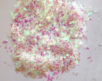 flakes glitter, solvent resistant glitter, flakie glitter, white irregular cut glitter,nail art deco,nail polish glitter,mylar sheet glitter