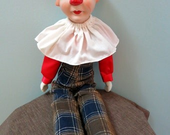 Vintage Porcelain Clown Doll, Clown Collectible, Porcelain Clown - V108