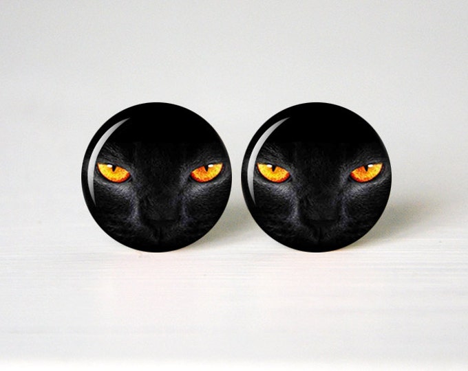 Cats Eye Earrings, stud earrings, Black Cat, Cats Eye earrings, Eye earrings, cat earrings, cat jewelry, gift for cat lovers