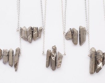 Silver Lustre Quartz Crystal Necklace