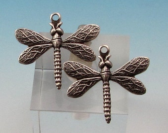 Baby Dragonfly Charm, Antique Silver, 2 Pc. AS156-2