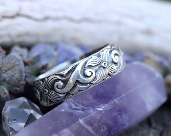 Sterling Silver Stacking Ring Sterling Silver Ring Band Silver Stacking Rings Sterling Silver Stackable Rings Sterling Silver Flower Ring