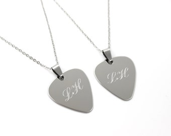 Guitar Pick Necklace - Personalized Guitar Pick - Initial Necklace - Stainless Steel Necklace - Engraved Necklace For Men - Name Necklace