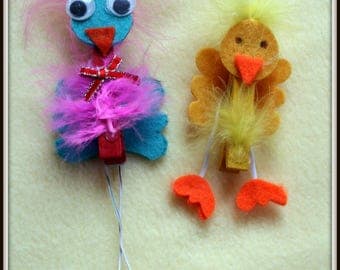 Whimsical Feathered Bird Clips, Place Card Holders, Birthday Gift Tags