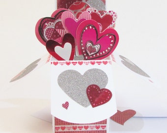 Valentines Day Pop Up Card Heart Bouquet - Valentine Gift For Him Her - Valentine's Day Decor - Customizable Magical Heart Pop Up Box -