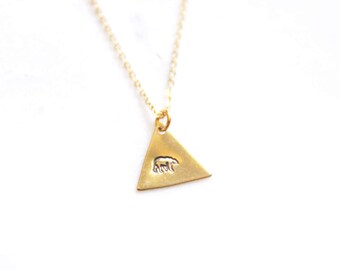 Gold Mama Bear Necklace | Gift For Mom | Baby Shower Necklace | Woodland My Tribe Necklace | Geometric Bear Necklace | Mountains are calling