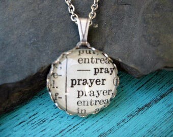 Dictionary Necklace - Prayer - Round Pendant