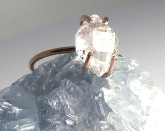 Herkimer Diamond Ring, Herkimer Ring, Statement Ring, Diamond Ring, Stacking Ring, Rose gold ring, Rose gold Herkimer, Alternate engagement