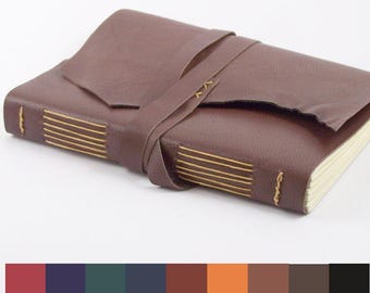 Leather Journal with Blank Paper // Handmade Notebook with Personalized Initials