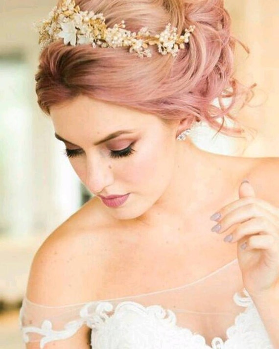 Wedding Crown, Bridal Tiara, gold vine headpiece, leaves headpiece, crystal vine bridal headpiece, botanical wedding hair accessory