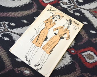 1940s Advance Dress Pattern, #3120, Size 20 (38 Bust, 41 Hip, 32 Waist)