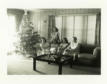 Vintage Photo "Waiting for Santa Claus" Snapshot Antique Photo Old Black & White Photograph Found Paper Ephemera Vernacular - 62