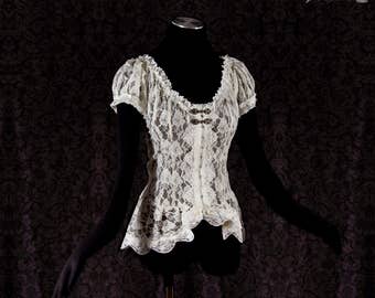 Ivory lace blouse, victorian, wedding, art nouveau, Frances, Somnia Romantica, approx size medium - large see item details for measurements