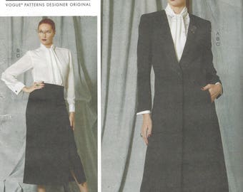 Paco Peralta Womens Ankle Length Jacket, Tie Blouse & Ankle Length Skirt Vogue Sewing Pattern V1527 Size 10 12 14 16 18 Bust 32 1/2 to 40 FF