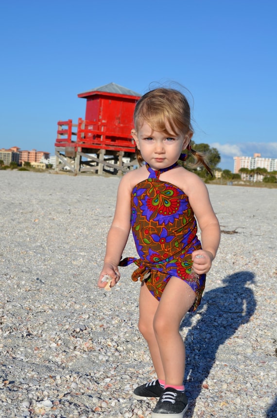 Baby Bathing Suit Stained Glass Print Wrap Around Swimsuit to