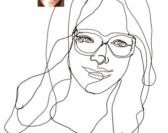 Wire Custom Portrait - Wire wall art - sculpture wall art - wire sculpture - gift ideas - wire drawing