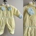 70s 80s Hooded Baby Bundler Bunting Bag Snow Suit One Piece Yellow Bunny  - 3- 6 months