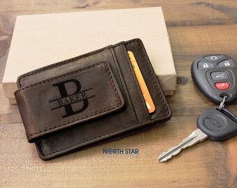 Mens Leather Money Clip, Money Clip Wallet, Groomsmen gifts, Groomsmen wallet, Personalized Money Clip, Custom Wallet, Brother of the Bride