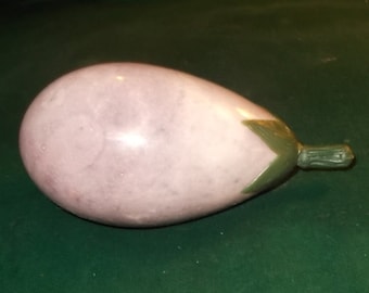 Marble Eggplant Fruit Stone Paperweight Retro Kitchen Decor Rock Art Marbled Lavender Purple Shipping Included