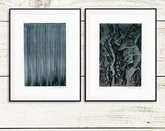 Art print set, monotype prints, monoprints, original art prints, fine art prints, abstract print set, handmade prints, linoblock prints