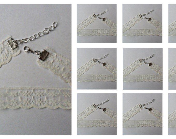 Sale item Beige Lace choker necklaces bulk discounted Lot of 10 (pick your size) sale price
