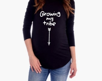 Growing My Tribe Maternity Shirt / Pregnancy Announcement Shirt / Preggers Shirt / Maternity Shirt / Pregnancy Top / Pregnancy Shirt