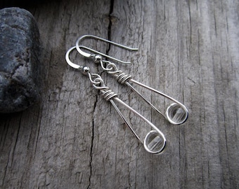 Clear Quartz Sterling Moon Catcher (TM) Earrings - Minimalist
