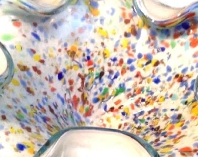 Murano Glass Candy Dish, Murrine, Aventurine, Confetti Glass, Barovier and Toso, Home Decor