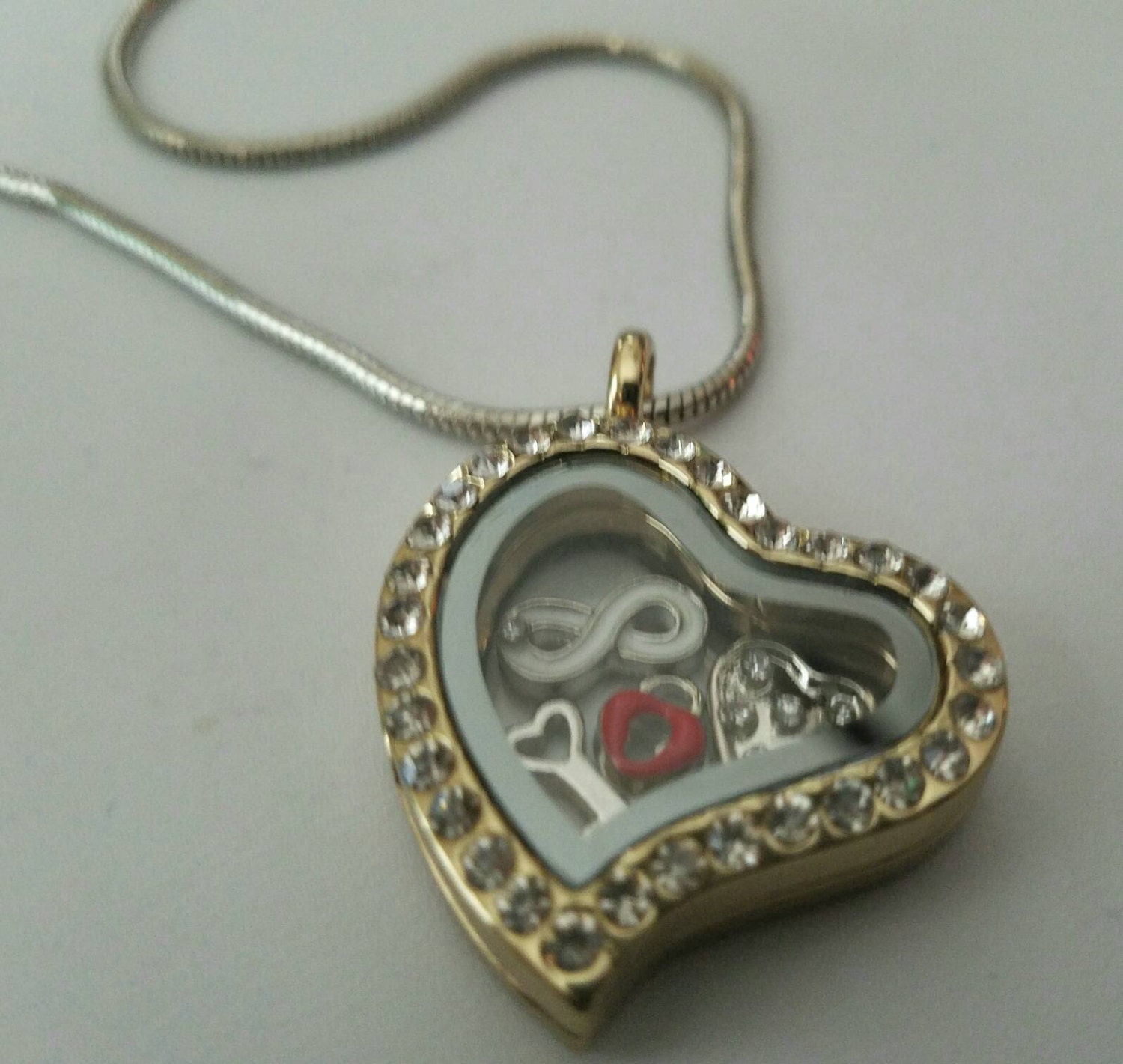 Love Theme Heart shaped Floating Locket with 20 silver