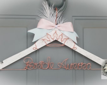 Fairytale Inspired Wedding Dress Hanger - Princess Crown Hanger - Rose Gold Hanger Glam Wedding Hanger - Original Design Hanger -OOAK Hanger