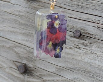 Purple Bouquet Pressed Flower Necklace