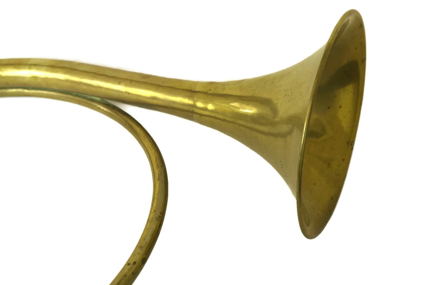 French Vintage Brass Hunting Horn. French Horn Fox Hunting Bugle.