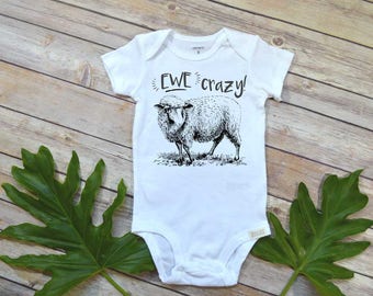 Baby Shower Gift, Ewe Crazy, Farm Baby Clothes, Country Baby Gift, Cute Baby Clothes, Country Shower, Farm Shirt, Farm Baby, Funny Baby Gift