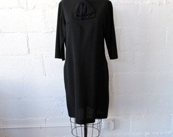 1960s Black Rayon Dress // 60s Black Shift Dress // Vintage 60s LBD
