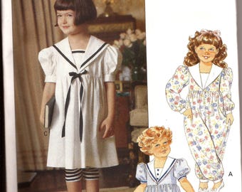Rare Girl Sailor Dress, Bloomer Jumpsuit, Leggings Vintage Pattern / Little Vogue 7764 / Size 1-2-3 / UNCUT
