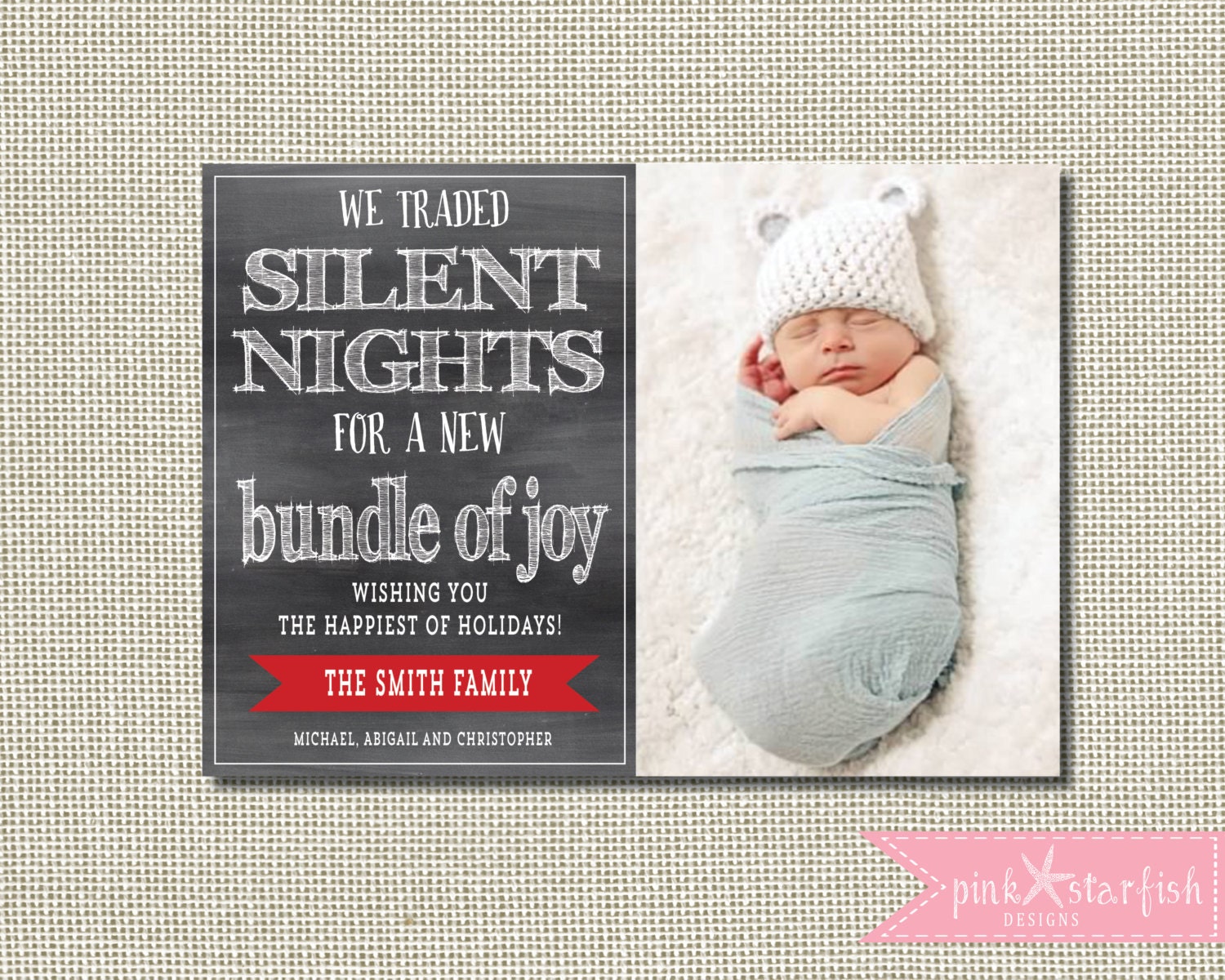 Christmas Card Holiday Card New Baby Christmas Card Funny