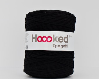 t-shirt yarn 135 yards, ecologic cotton, Zpagetti, black, recycled yarn, cotton yarn, elastic yarn