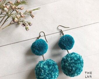 Two Tone Pom Pom Earrings