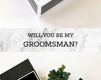 Groomsmen Gift Box Groomsmen Proposal Will You Be My Groomsman Box Groomsmen Box Gifts for Groom Dad Father (EB3193BPW) EMPTY inside
