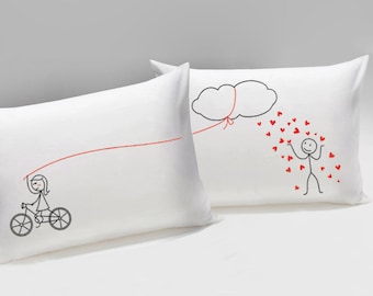 Showering You with My Love™ Couple Pillowcases,Boyfriend Gift,Husband Gift,Couple Gifts,Valentines Gift for Him,Long Distance Boyfriend Gift