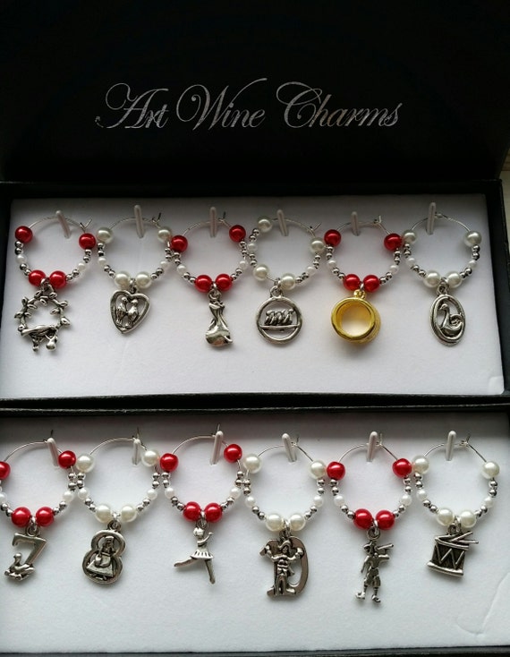 12 days of christmas themed wine charms christmas festive 12 days of christmas themed wine charms christmas festive