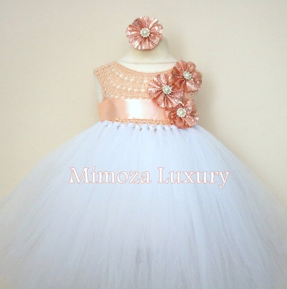SALE size 0-6m, 6-12m Ready to ship, blush Flower girl dress tutu dress, bridesmaid dress, Peach princess dress, crochet top tulle