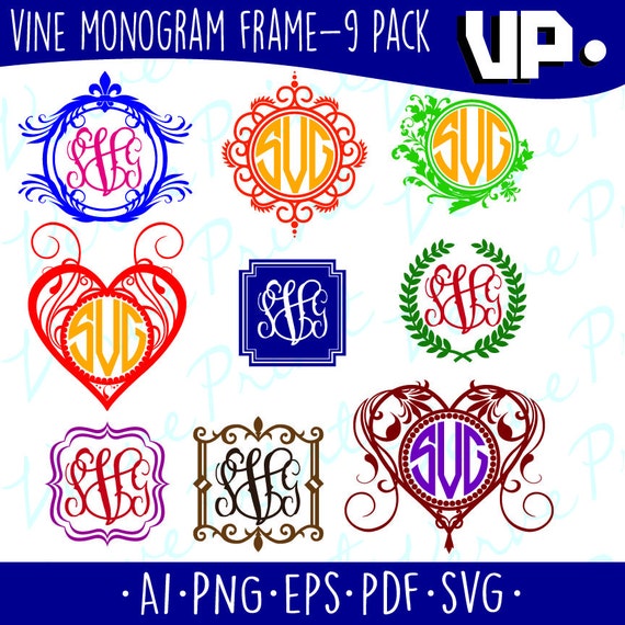 Download Vine Monogram Frames SVG Monogram Frames Svg Ai Eps Pdf