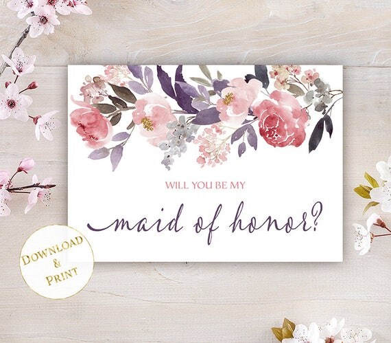 Maid of Honor Proposal Card Printable Will You Be My Maid of