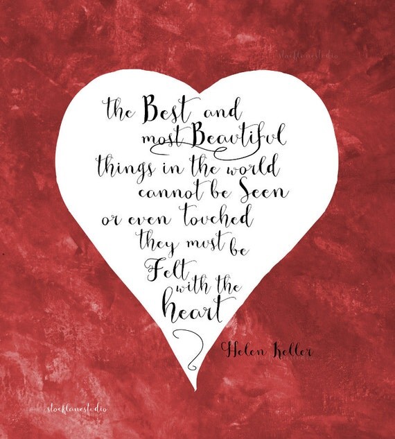Printable Helen Keller art Red Heart Inspirational Quote