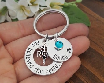 Nurse Gifts | She Believed She Could, So She Did Key Chain RN Keychain | Personalized Nurse Keychain | Gifts For Nurses | Nursing Graduation