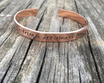 Long Distance Friendship Best Friends Personalized Stamped Bracelet, Anne of Green Gables Quote, Copper or Aluminum
