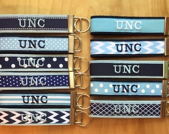 UNC Key fob - UNC Keychain - UNC Wristlet - Carolina -Tarheels - Light Blue and White Key Fob -Graduation