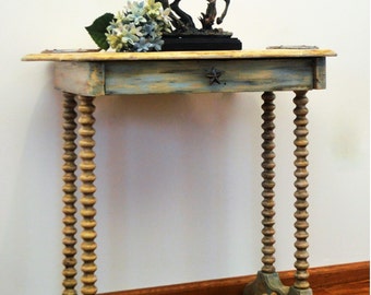 Hand Painted Furniture Occasional Table Home and Living Chic Farmhouse Decor Wood Antique Nostalgic Desk Cowgirl Chic Vintage - AVAILABLE